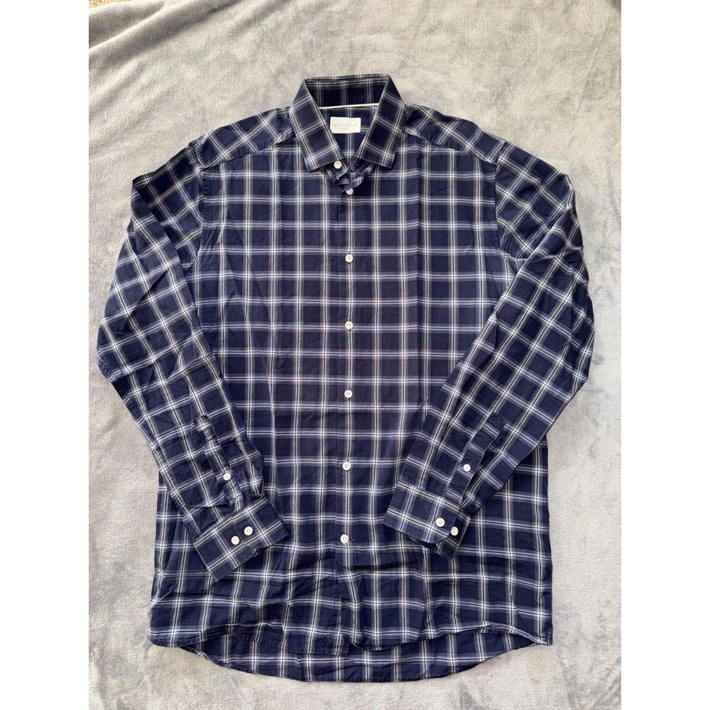 Jack Victor‎ Men's Purple Plaid Button Down Shirt Long Sleeve Size M